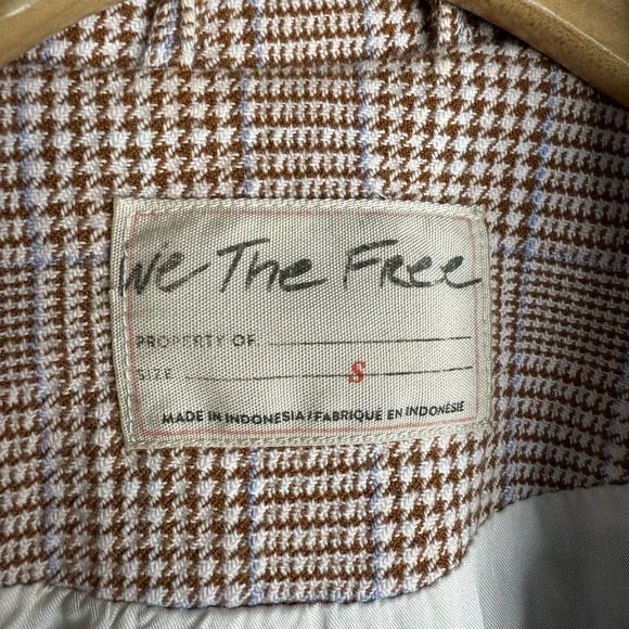 Free People We the Free Bowie Boyfrind Fit Oversized Two Button Blazer Plaid S - Picture 3 of 6